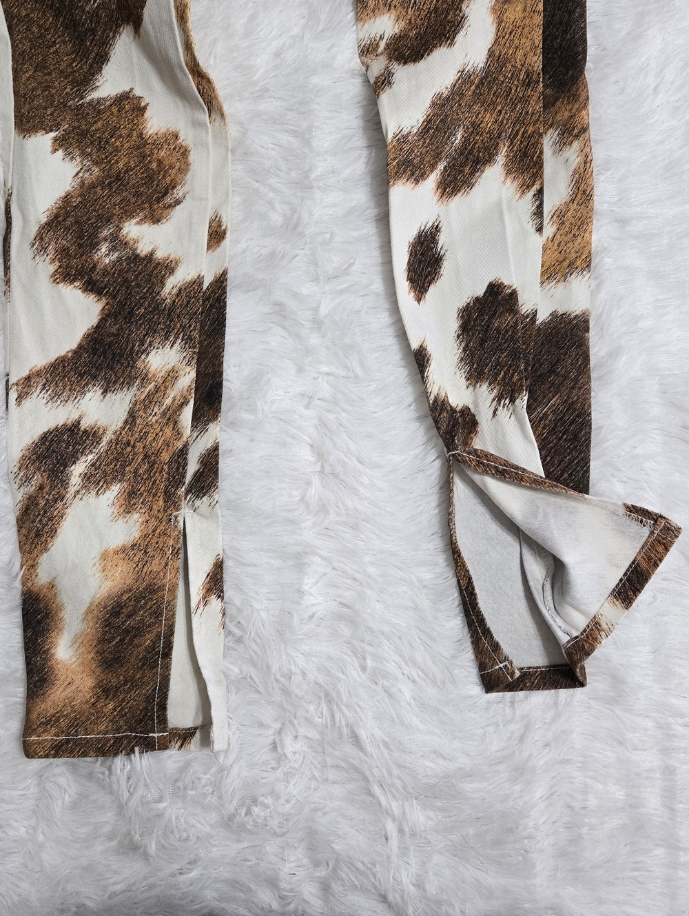 WeWoreWhat Cowhide Print Stiletto Slit Jeans - Picture 4 of 7